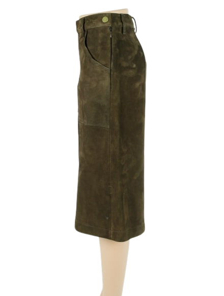 FRAME Suede High-Rise Culottes Pants