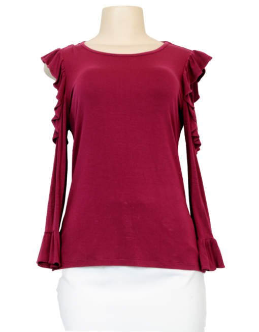 KARL LAGERFELD Long Sleeve Cold Shoulder Top