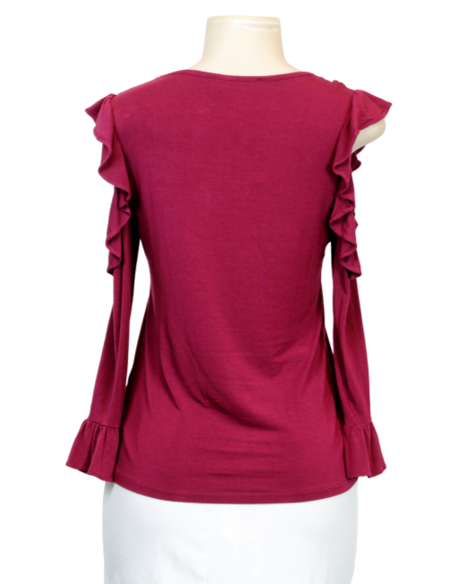 KARL LAGERFELD Long Sleeve Cold Shoulder Top