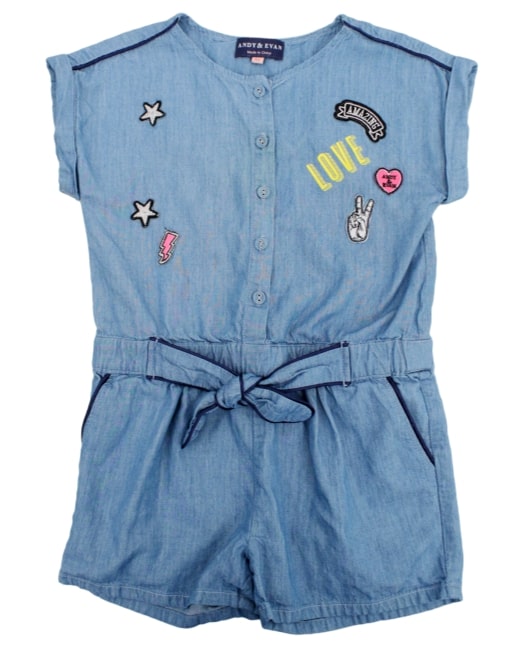 ANDY & EVAN GIRLS' DENIM JUMPER WITH PATCHES - eKlozet Luxury Consignment