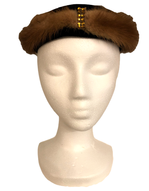 Vintage Velvet and Fur Headband