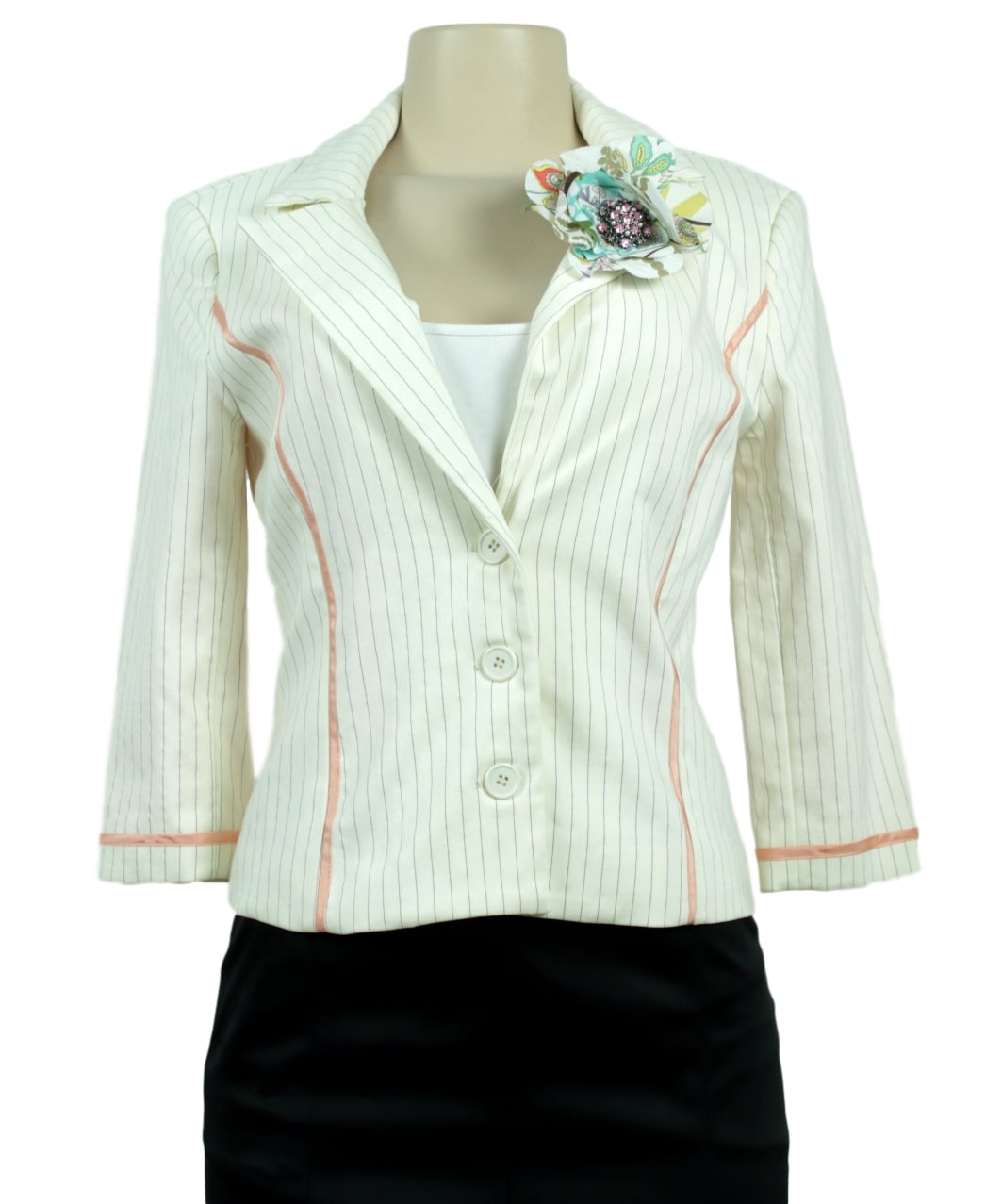 Symmetry Pinstriped Blazer-FRONT - eKlozet Luxury Consignment