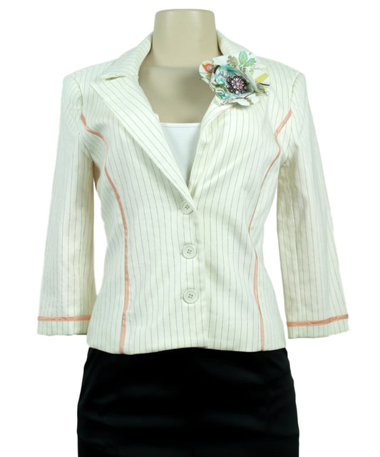Symmetry Pinstriped Blazer-FRONT - eKlozet Luxury Consignment