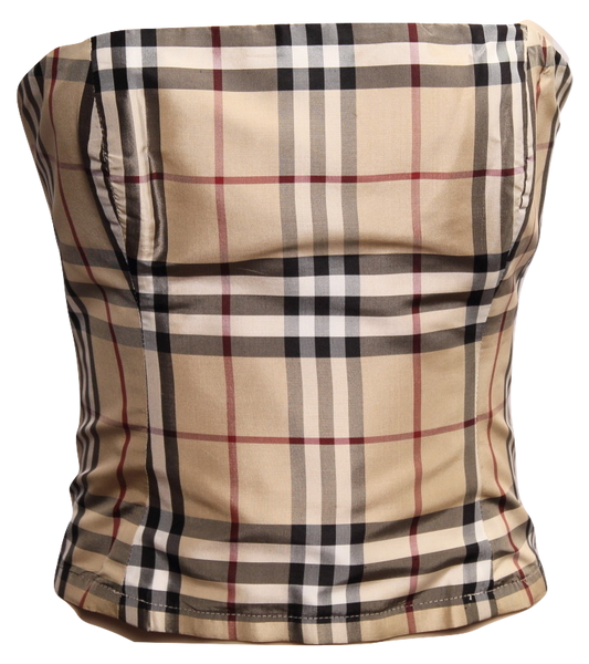 BURBERRY SIGNATURE CHECK STRAPLESS CORSET - eKlozet Luxury Consignment