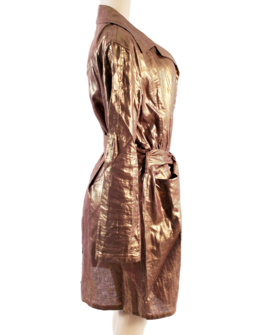 CHRISTIAN DIOR METALLIC LINEN TRENCH COAT - eKlozet Luxury Consignment