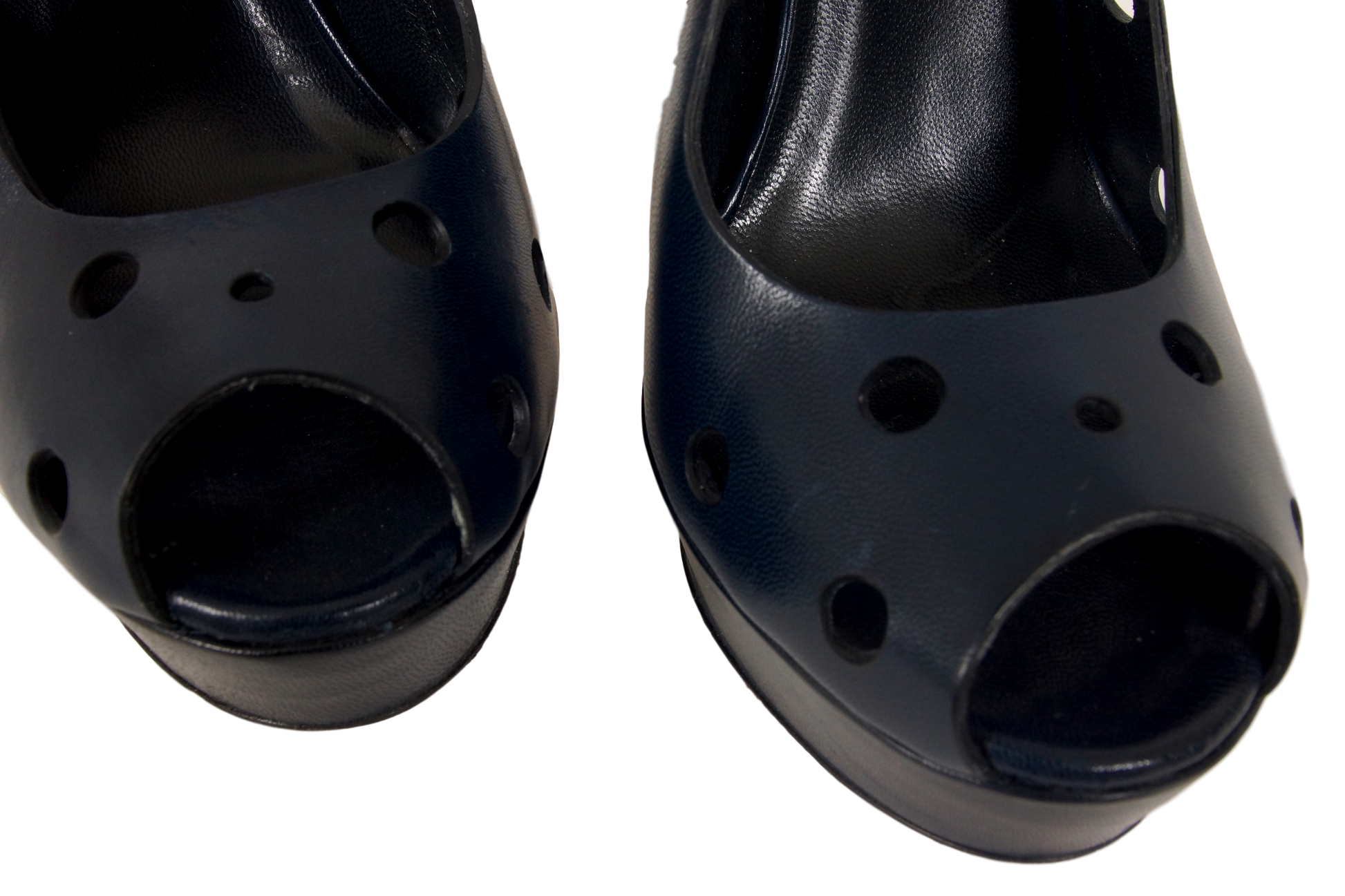 ENRICO MIELE LEATHER OPEN TOE PLATFORM SLINGBACK W/ PERFS - eKlozet Luxury Consignment