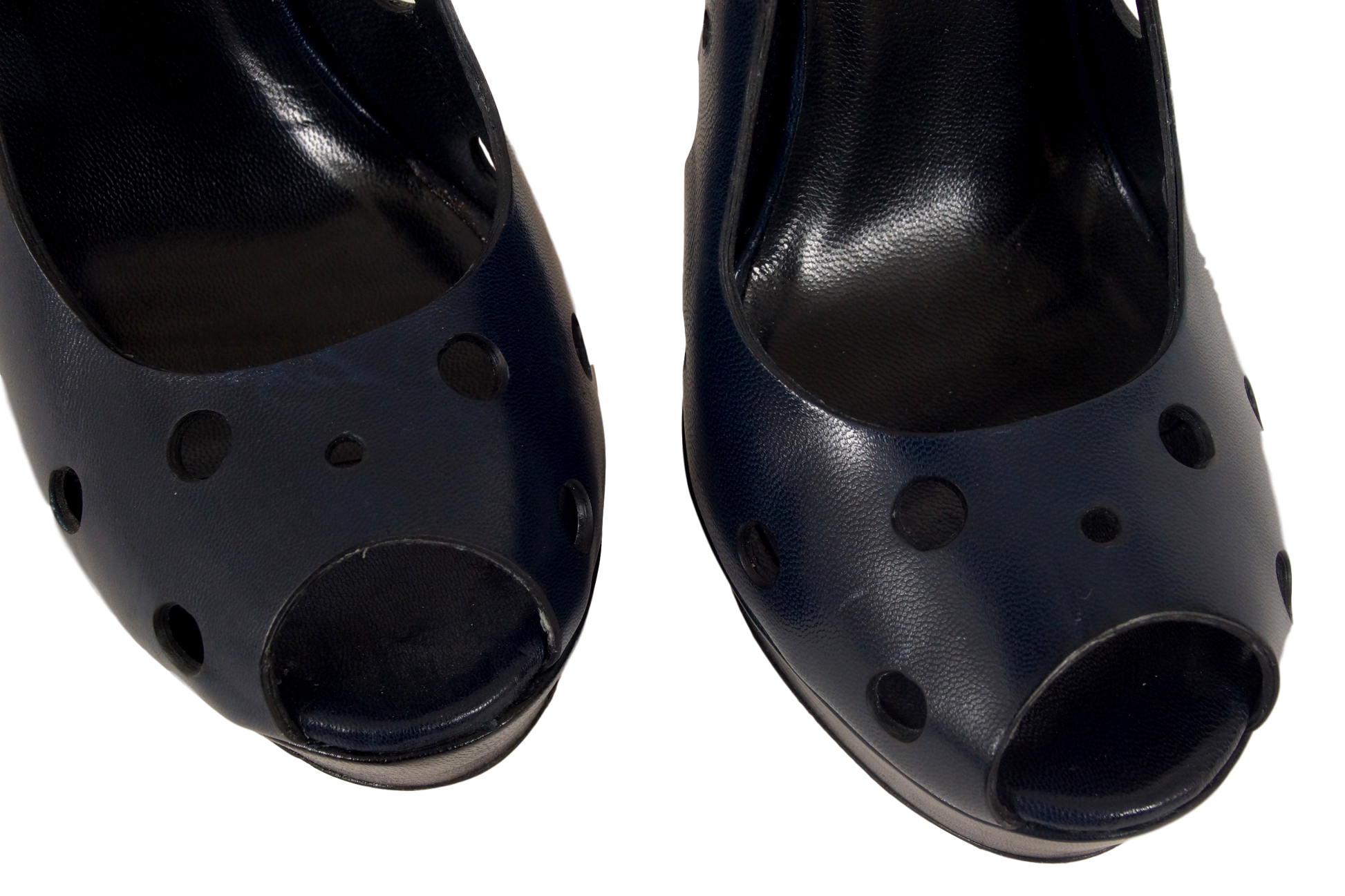 ENRICO MIELE LEATHER OPEN TOE PLATFORM SLINGBACK W/ PERFS - eKlozet Luxury Consignment
