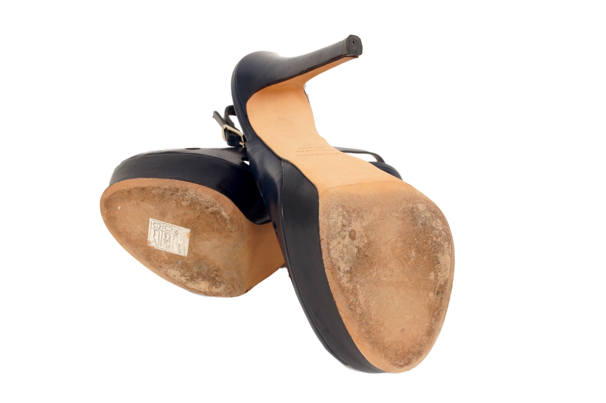 ENRICO MIELE LEATHER OPEN TOE PLATFORM SLINGBACK W/ PERFS - eKlozet Luxury Consignment
