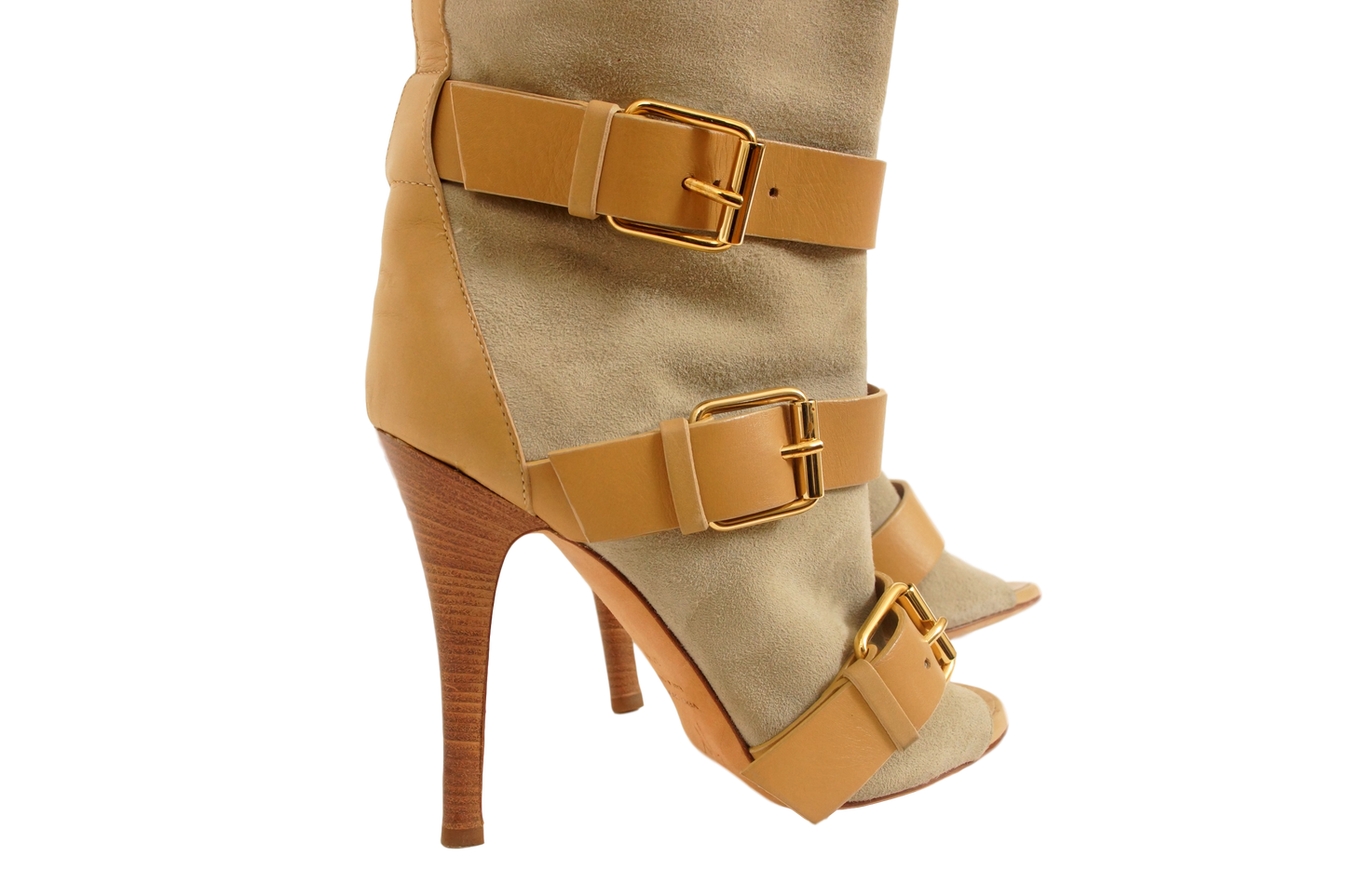 GIUSEPPE ZANOTTI Suede Peep Toe Boots - eKlozet Luxury Consignment