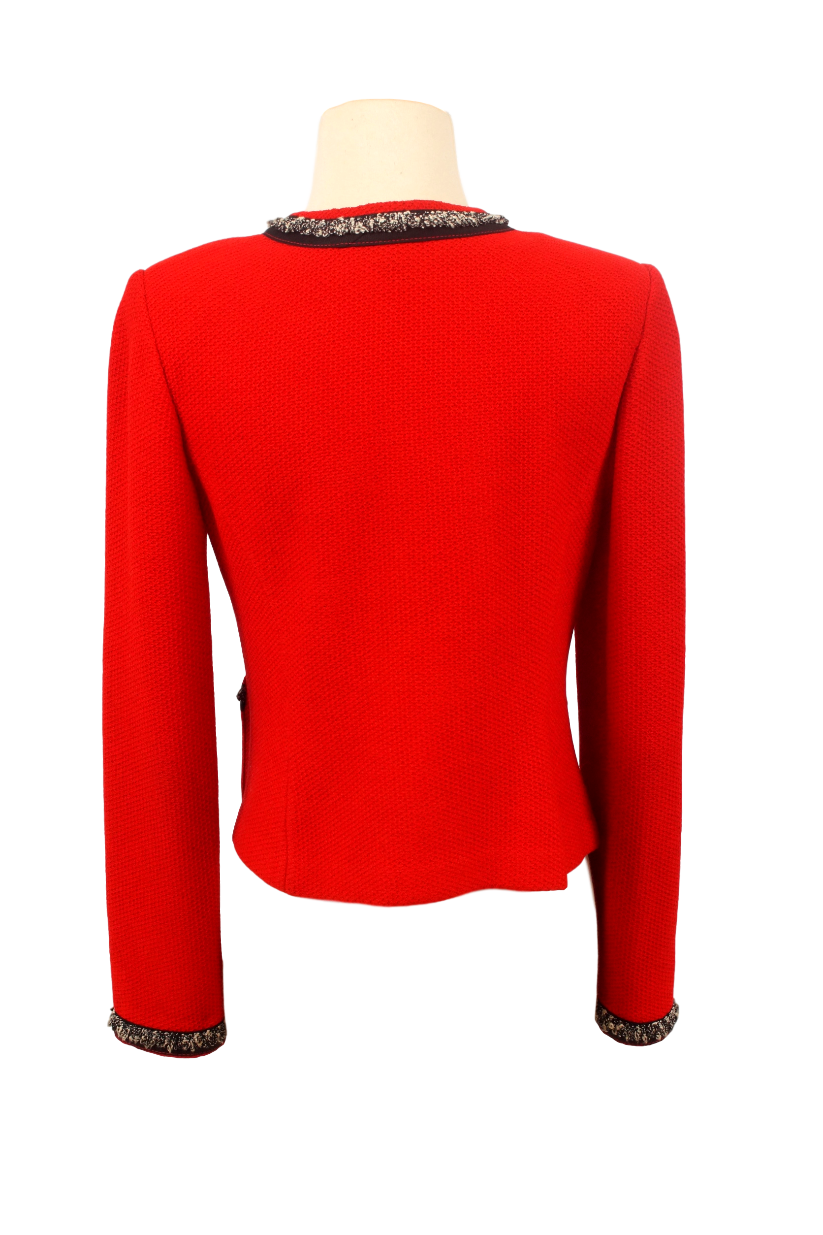 ST. JOHN COLLECTION RED COLLARLESS JACKET - eKlozet Luxury Consignment
