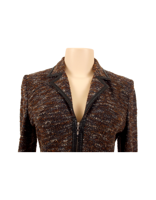 ST. JOHN KNIT TWEED SUIT WITH LEATHER TRIM - eKlozet Luxury Consignment