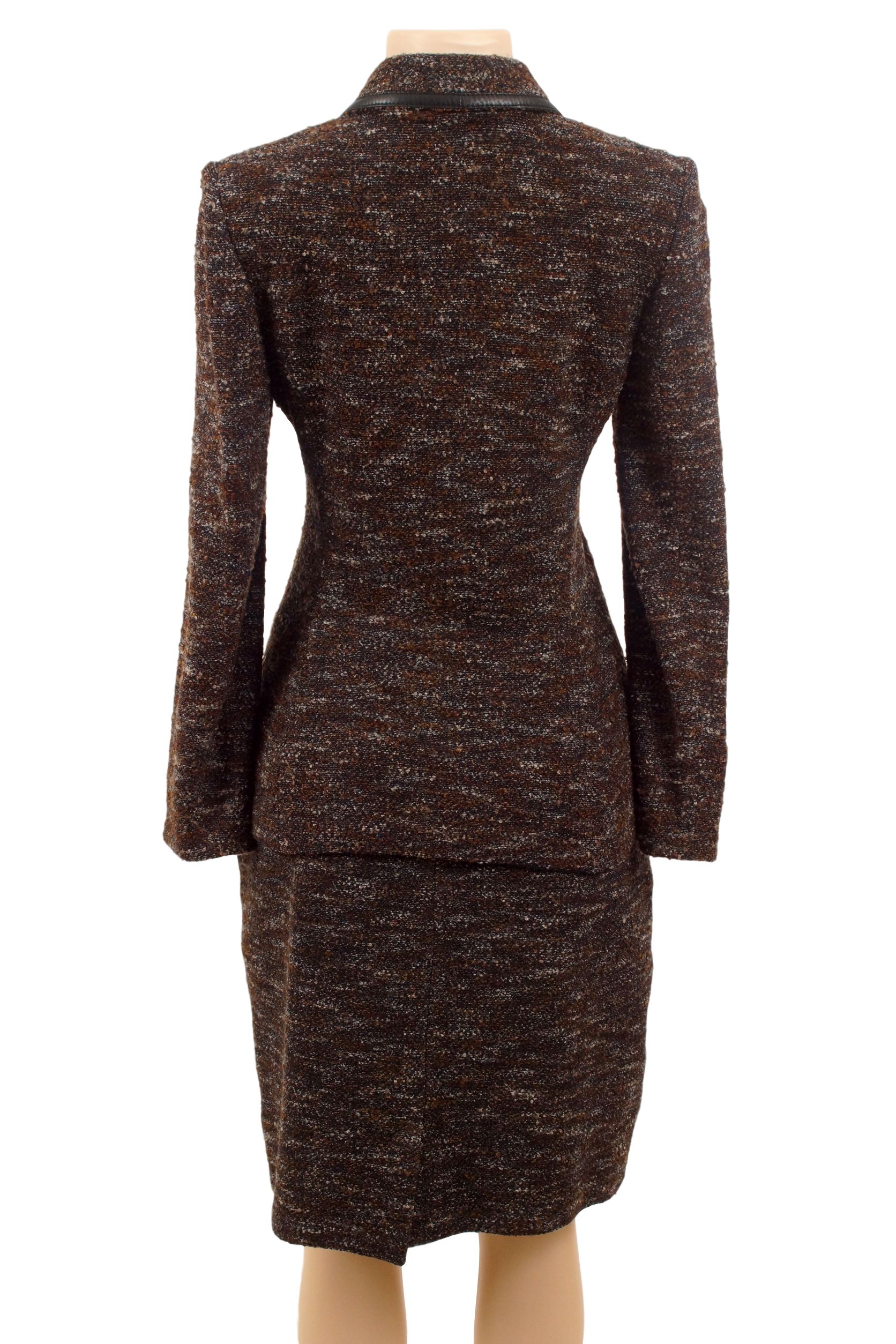 ST. JOHN KNIT TWEED SUIT WITH LEATHER TRIM - eKlozet Luxury Consignment