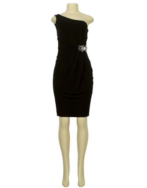 DAVID MEISTER One Shoulder Knee-Length Dress Front