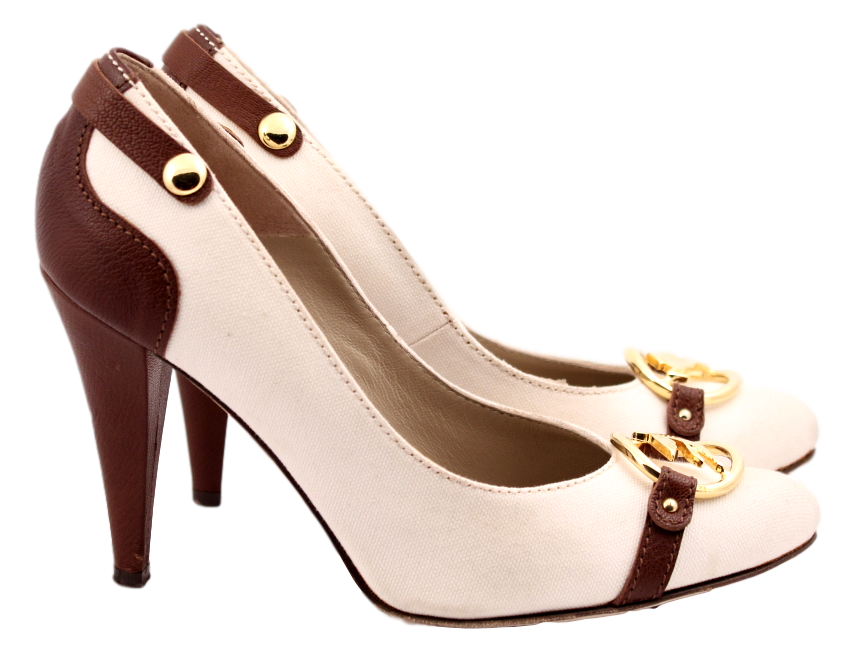 ETRO CREAM AND LEATHER PUMP - eKlozet Luxury Consignment