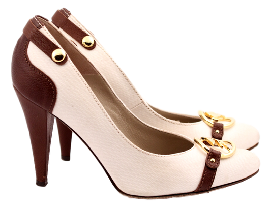 ETRO CREAM AND LEATHER PUMP - eKlozet Luxury Consignment
