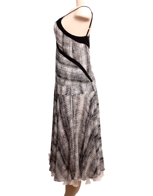 DEREK LAM BLACK/WHITE SILK ABSTRACT PRINT DRESS - eKlozet Luxury Consignment