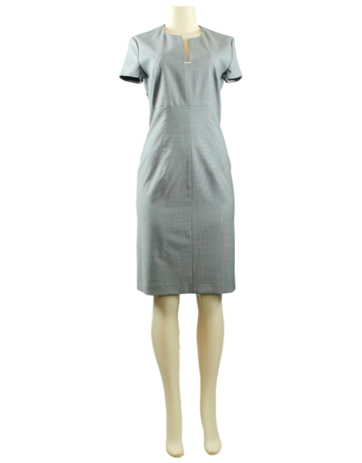 BOSS BY HUGO BOSS Virgin Wool Houndstooth Knee-Length Dress w/ Tags Front - eKlozet Luxury Consignment