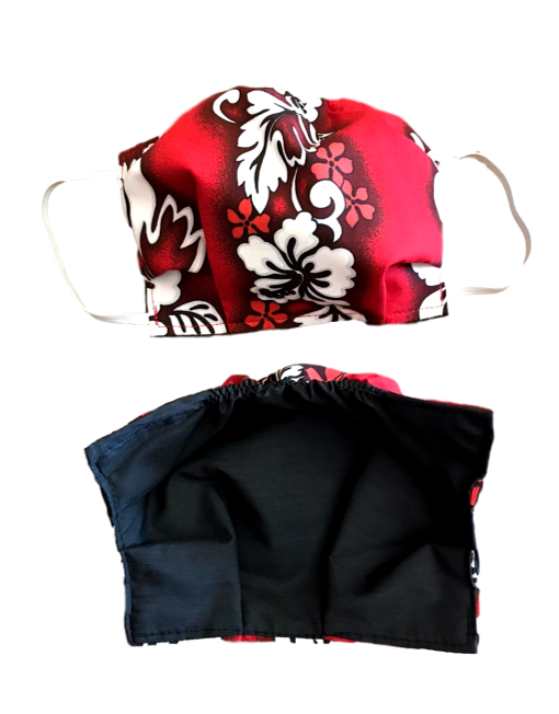 100 % Sustainable Cotton Face Mask w/ Cloth Filter - Red Floral - eKlozet Luxury Consignment