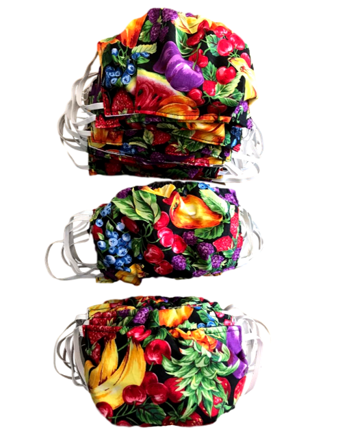100 % Sustainable Cotton Face Mask w/ Cloth Filter - Fruit Print - eKlozet Luxury Consignment