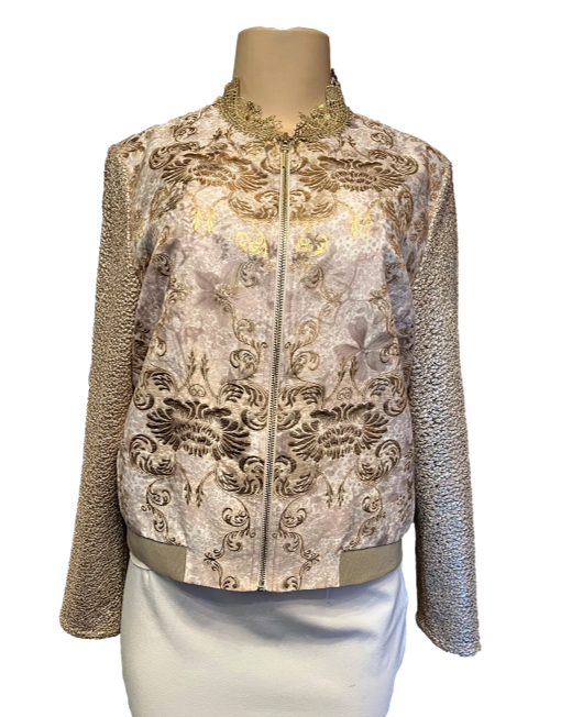 ELIE TAHARI 'Glenna' Metallic Bomber Jacket