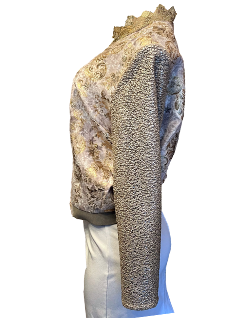 ELIE TAHARI 'Glenna' Metallic Bomber Jacket