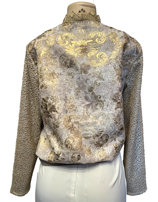 ELIE TAHARI 'Glenna' Metallic Bomber Jacket
