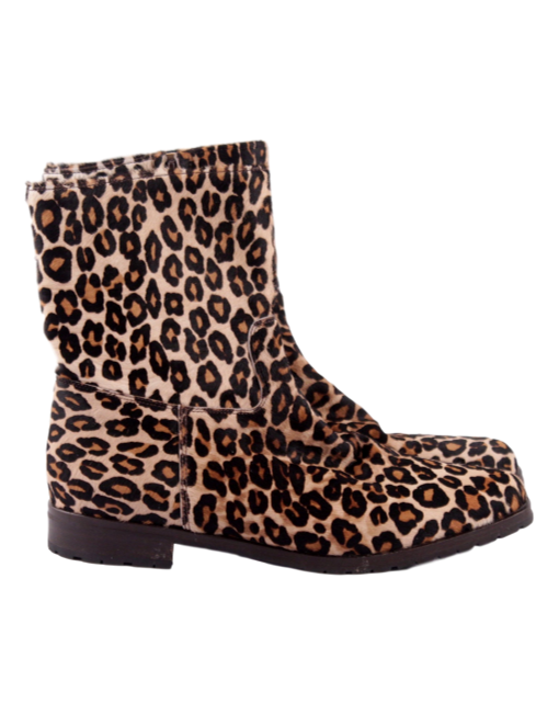 MANOLO BLAHNIK PONY HAIR LEOPARD ANKLE BOOTS - eKlozet Luxury Consignment