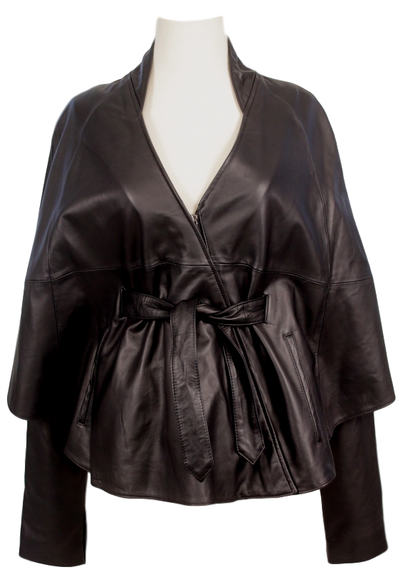 ONE by GAR-DE Kaffi Leather Cape Jacket - eKlozet Luxury Consignment