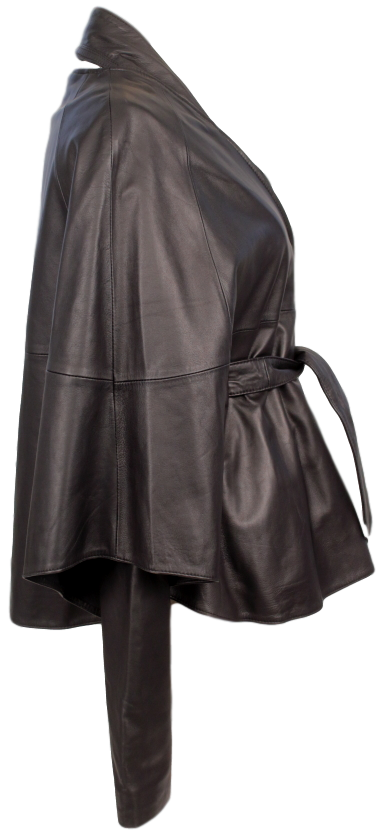 ONE by GAR-DE Kaffi Leather Cape Jacket - eKlozet Luxury Consignment