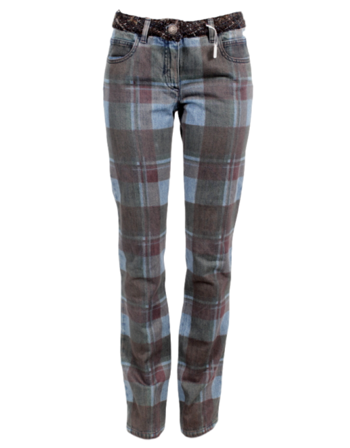 CHANEL PLAID PRINT STRAIGHT-LEG JEANS - eKlozet Luxury Consignment