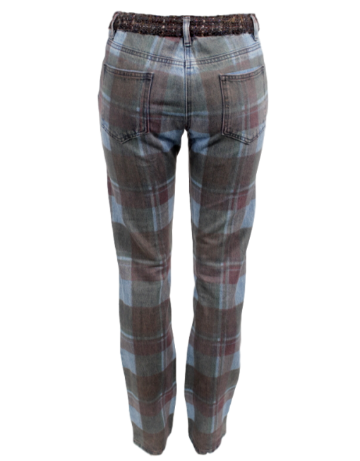 CHANEL PLAID PRINT STRAIGHT-LEG JEANS Back- eKlozet Luxury Consignment
