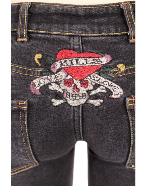 Ed Hardy Black Denim Back Closeup