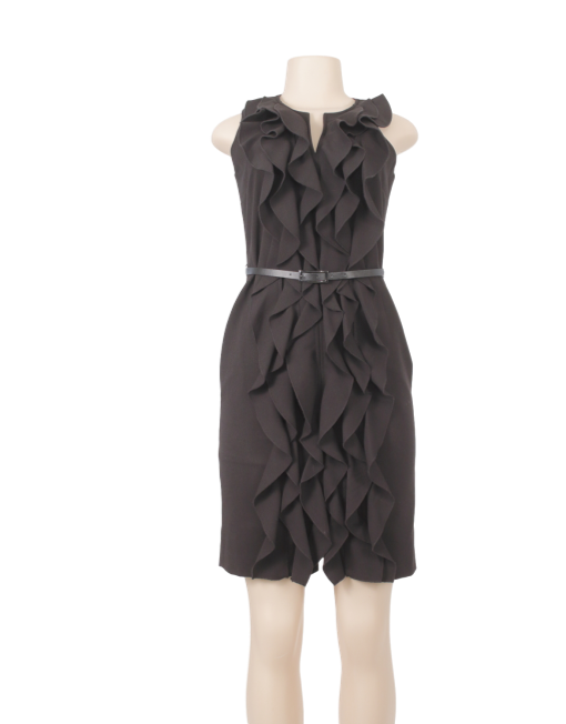 CALVIN KLEIN BELTED RUFFLE DRESS - eKlozet Luxury Consignment