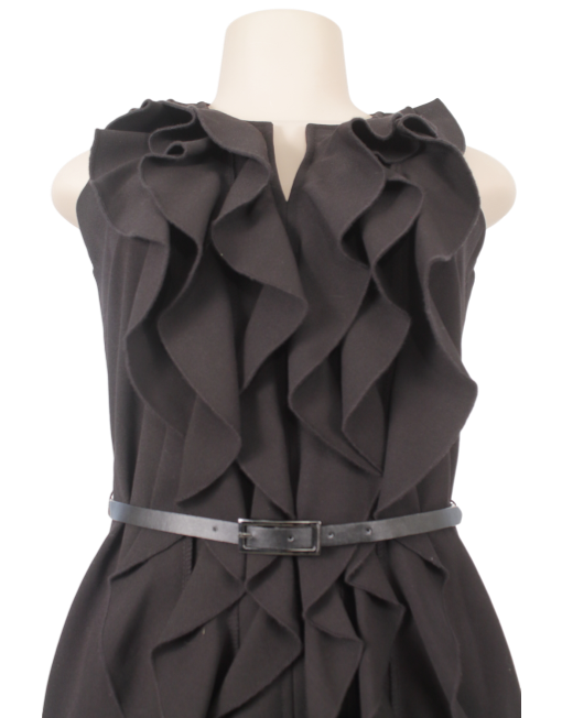 CALVIN KLEIN BELTED RUFFLE DRESS - eKlozet Luxury Consignment