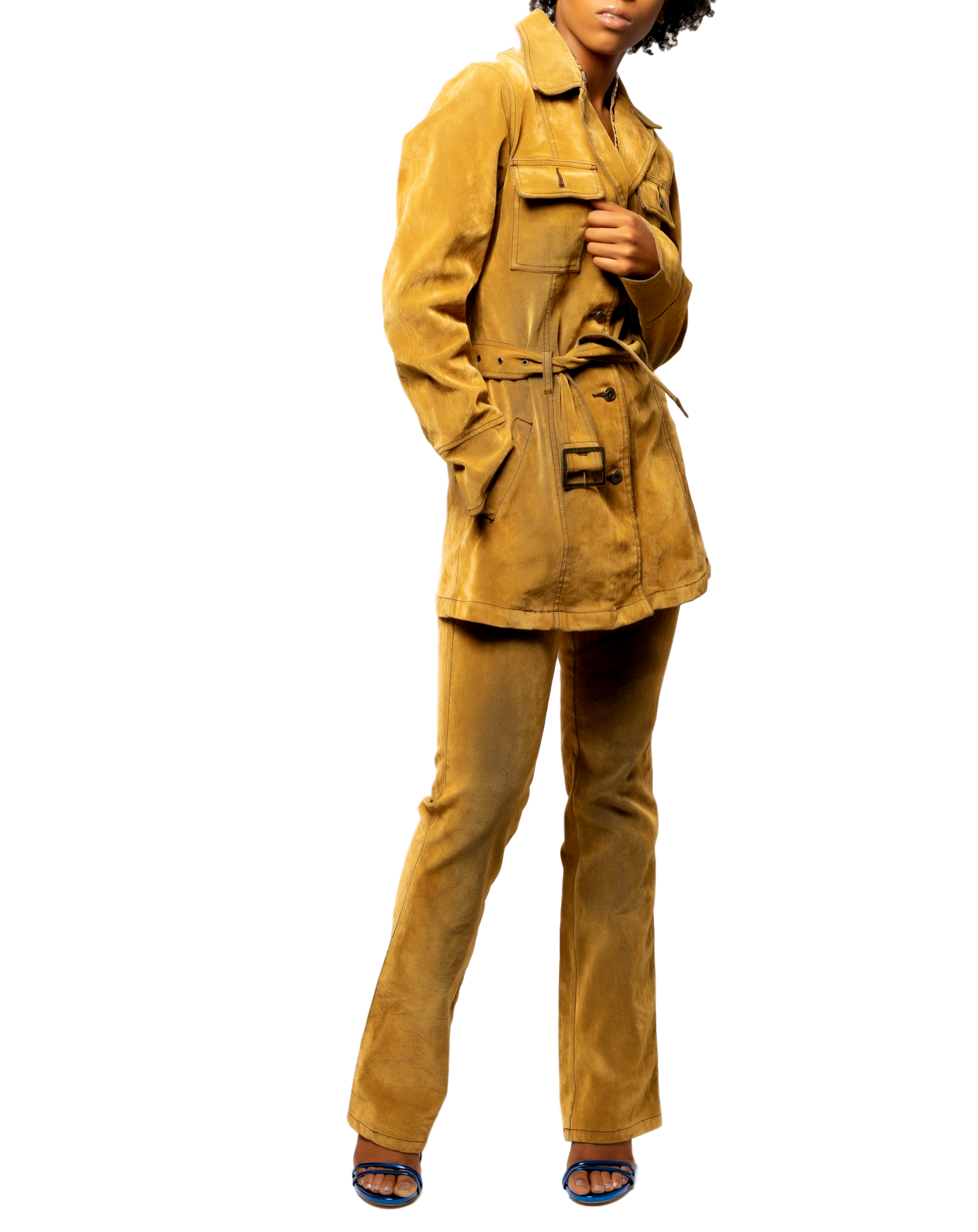 VICTORIOUS Suede Jean Pantsuit - eKlozet Luxury Consignment