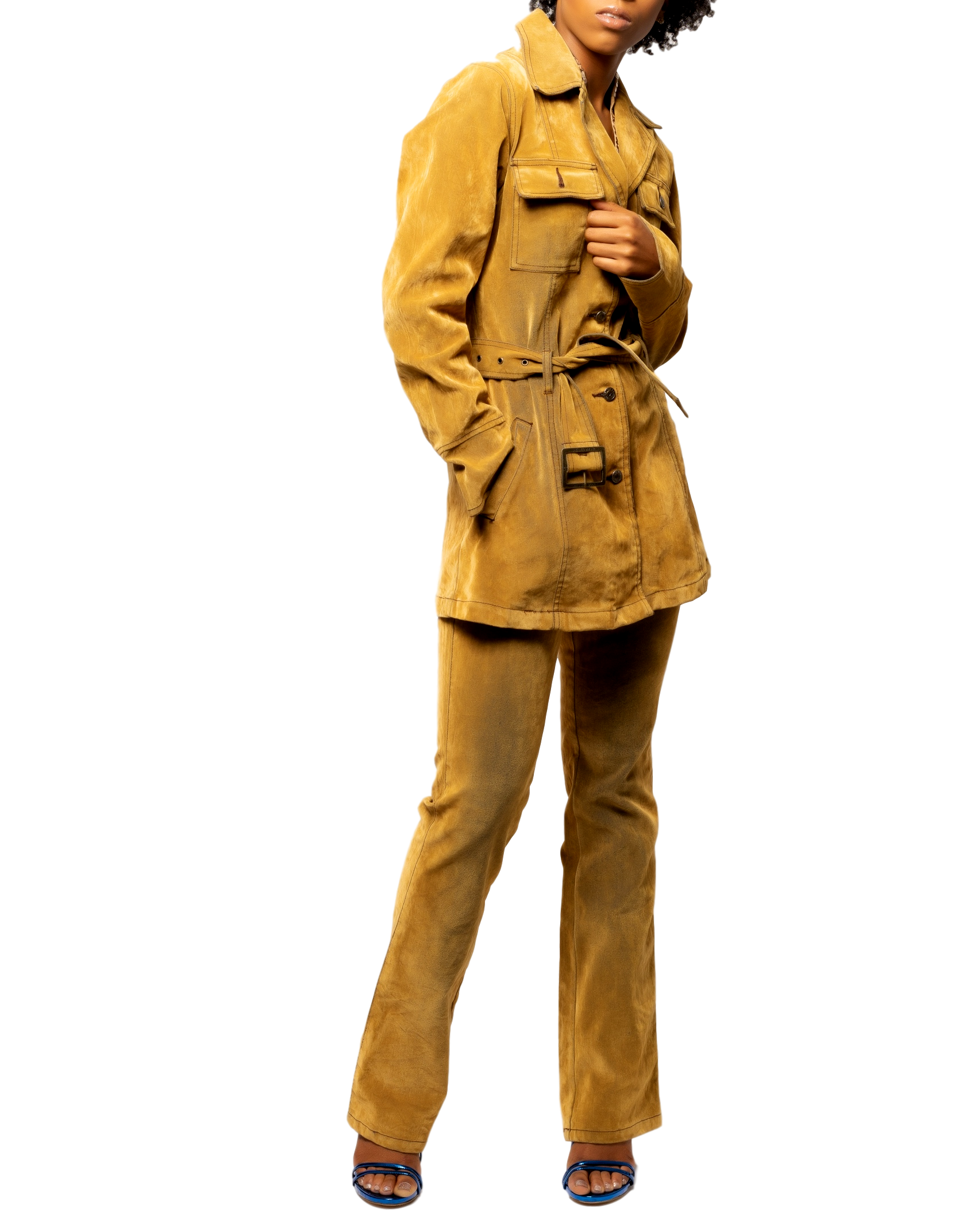 VICTORIOUS Suede Jean Pantsuit - eKlozet Luxury Consignment