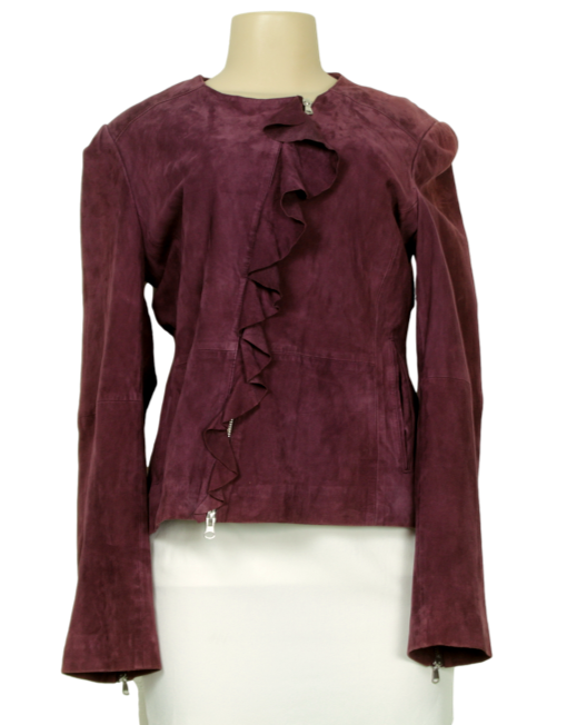 SAKS FIFTH AVENUE Goat Suede Jacket Front