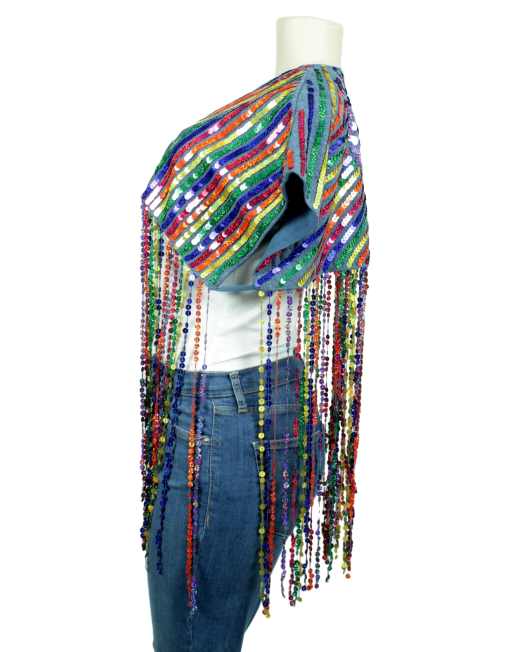 TOPSHOP Sequin Covered Denim Vest - eKlozet Luxury Consignment