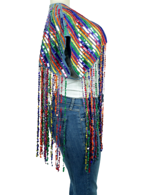 TOPSHOP Sequin Covered Denim Vest - eKlozet Luxury Consignment