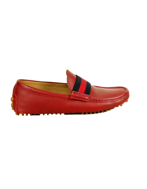 GUCCI Web Leather Driving Loafers