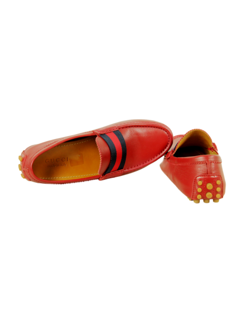 GUCCI Web Leather Driving Loafers
