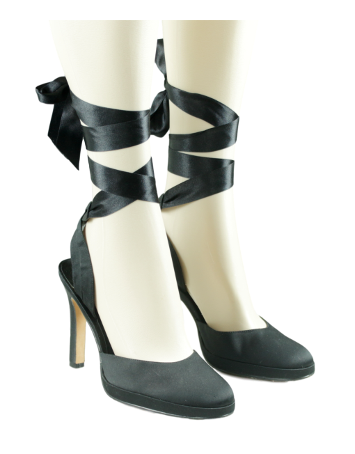NINA Satin Pumps With Ankle Tie