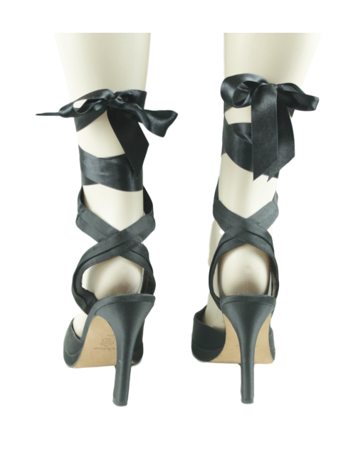 NINA Satin Pumps With Ankle Tie