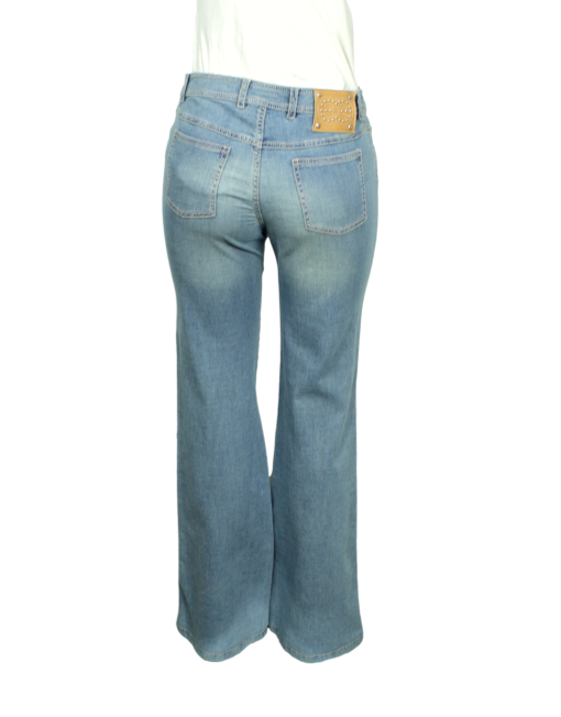 ESCADA Mid-Rise Wide Leg Jeweled Jeans Back