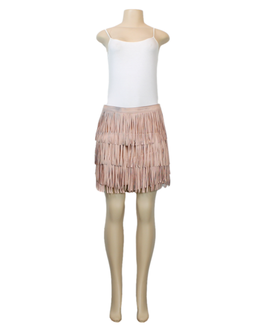H&M Fringe Distressed Faux Leather Skirt W/ Tags