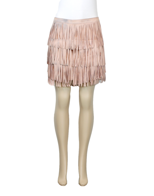 H&M Fringe Distressed Faux Leather Skirt W/ Tags