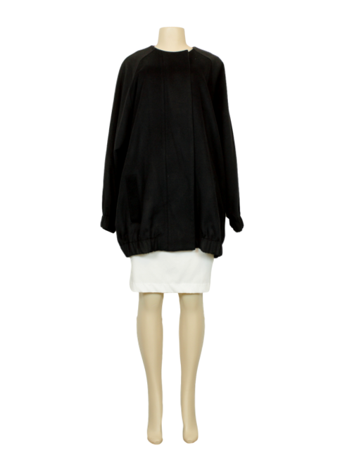 Roucha Wool Collarless Coat Full Front