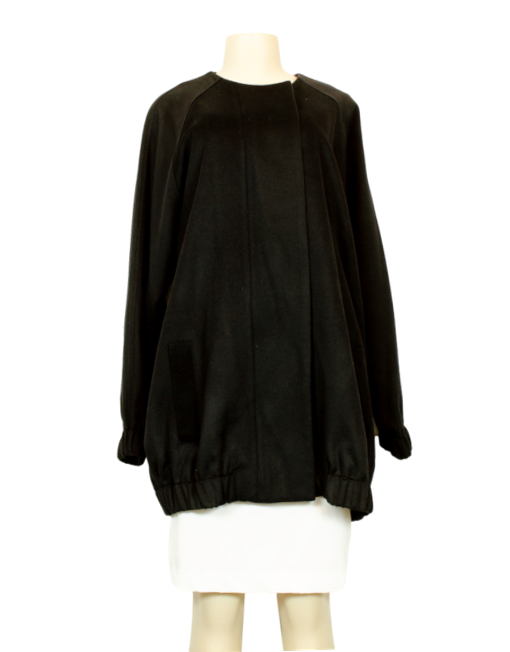 Roucha Wool Collarless Coat Front