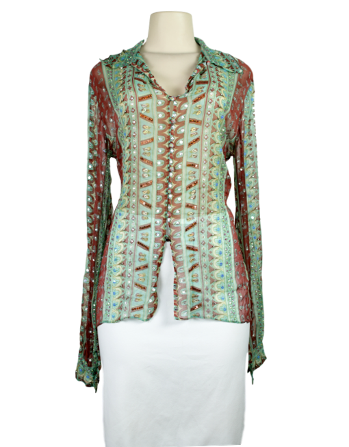 Latarte Sheer Top with sequins front - eKlozet Luxury Consignment Boutique