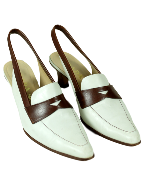 PRADA Leather Slingback Sandals Slant View-eKlozet Luxury Consignment
